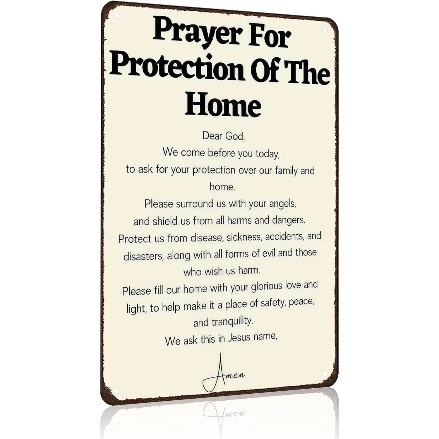 Funny Prayer for Protection Tin Sign, Christian Home Decor Gift, 8x12 in Religious Wall Art for Home Church Office (3987)