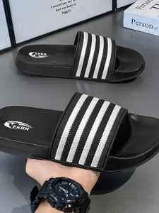 Unisex Plus Size Lightweight Striped EVA Slides, Soft Sole Non-Slip Odor Resistant Comfort Casual Slippers for Indoor Outdoor Street Beach Daily Wear