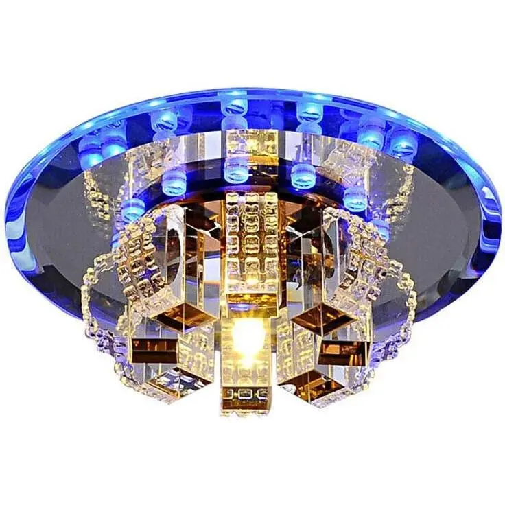 Modern K9 Crystal Ceiling Lamps LED Flush Mount Chandelier Blue-Warm White Pendant Lighting Fixture for Kitchen Island Dining Room Bedroom Hallway Bathroom Living Room Bulbs Included