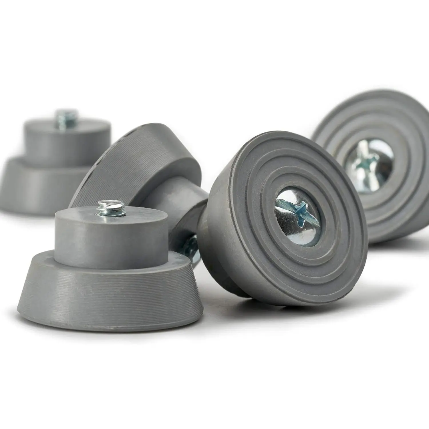 Door Stopper  Rubber Tips - Ribbed Rubber Foot Door Stop Tips for Kickdown/Drop Down Door Stop Holder - Pack of 5 Durable Rubber Door Stoppers with Screws - Grey