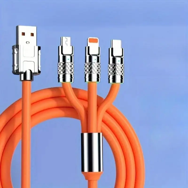1pc/2pcs/3pcs Multi-Charging Cable 3-In-1 Type-C Data Ultra-Fast Charging Cable For Iphone/Type-C/Samsung/Xiaomi And More MFI Cellphone