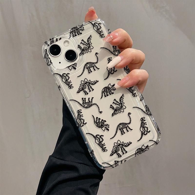 1 transparent dinosaur fossil TPU material anti-drop case with precise hole positioning and full protection, suitable for Apple iPhone cases iPhone6/7/8/X/11/12/13/14/15/16 pro/16 Pro max/16plus