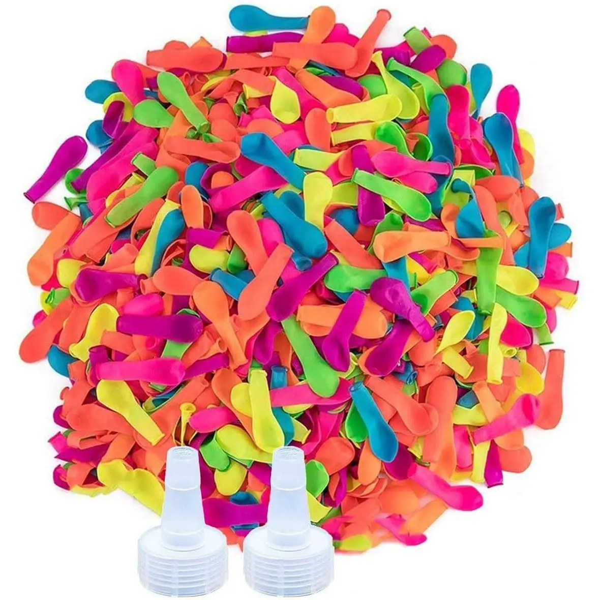 2000 Pack Water Balloons, 5-6 Inches, Multi-Color, Biodegradable Latex, Includes 2 Hose Nozzles, Great  Summer Party