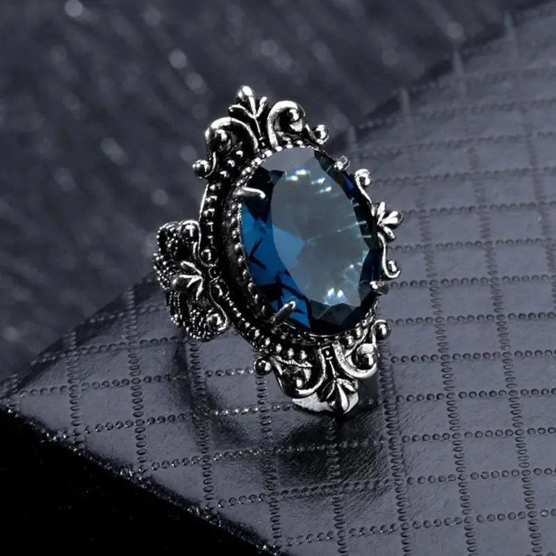 Vintage Princess Cut Lab Sapphire Ring 925 Sterling Silver  Engagement Rings Bridal Fine Jewelry Size US5-12