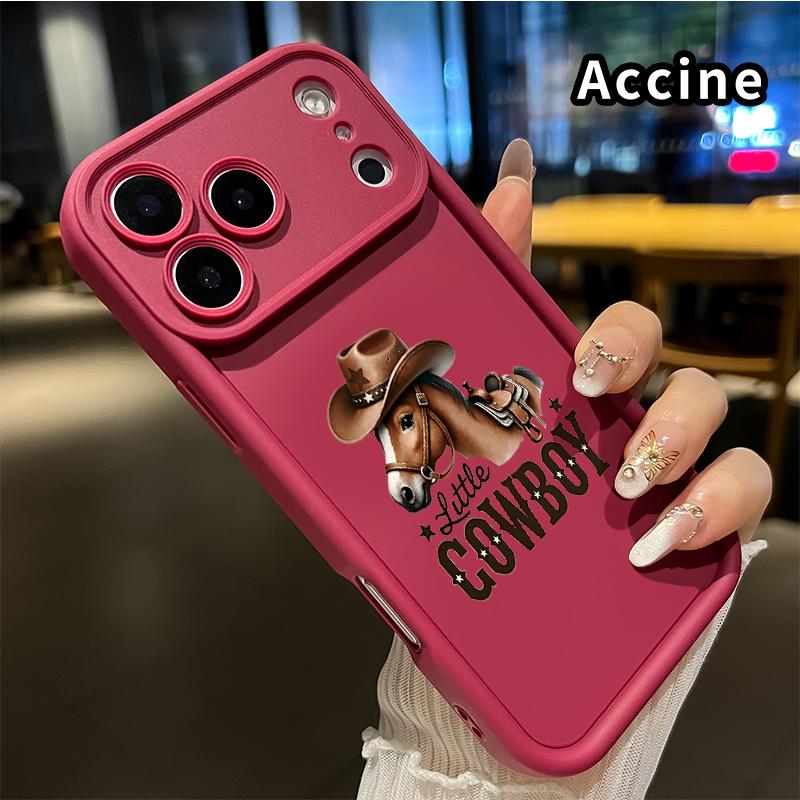Compatible with  iPhone 17 Pro Max 16 Plus 15 14 13 12 11 XR Air E Case Horse in Cowboy Hat Pattern Soft Non Slip Rugged Durable Smartphone Cover for Boy
