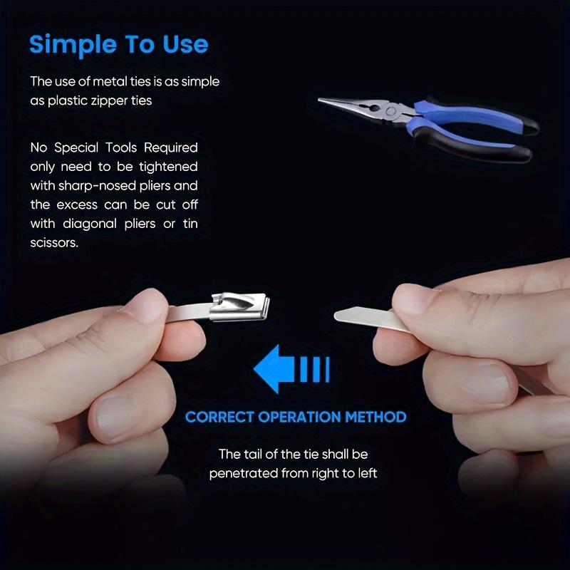 Stainless Steel Wire Cable Ties, 100pcs Multipurpose Self-locking Cable Ties, Heat Resistant Cable Ties for Mechanical, Vehicle