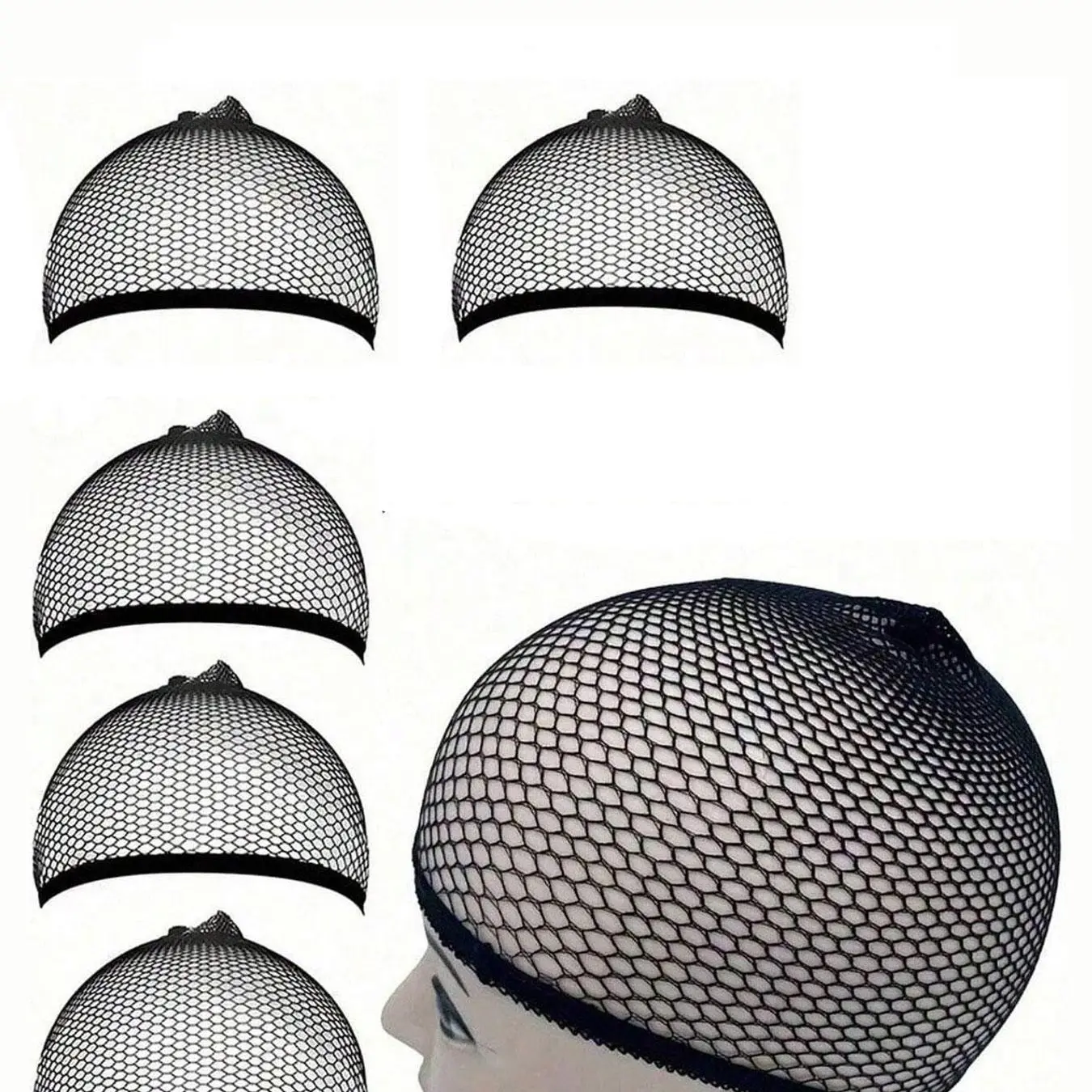 5PCS Wigs Caps, Breathable Elastic Durable Lightweight Mesh Hairnets, Unisex Non-Slip Fit Nylon Lining, Suitable for Long Wigs, Cosplay, Daily Use, Wig Accessories