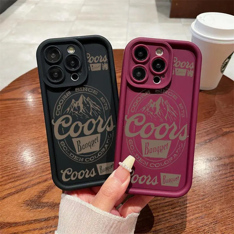 Vintage COORS Letter Pattern Cellphone Case for Girls Soft Silicone TPU Casing Full Protection Shockproof Edge Multi Model iPhone Series Accessories Fit for iPhone 17 18 16 15 Pro Max 14 13 12 11 X Plus Air Mini