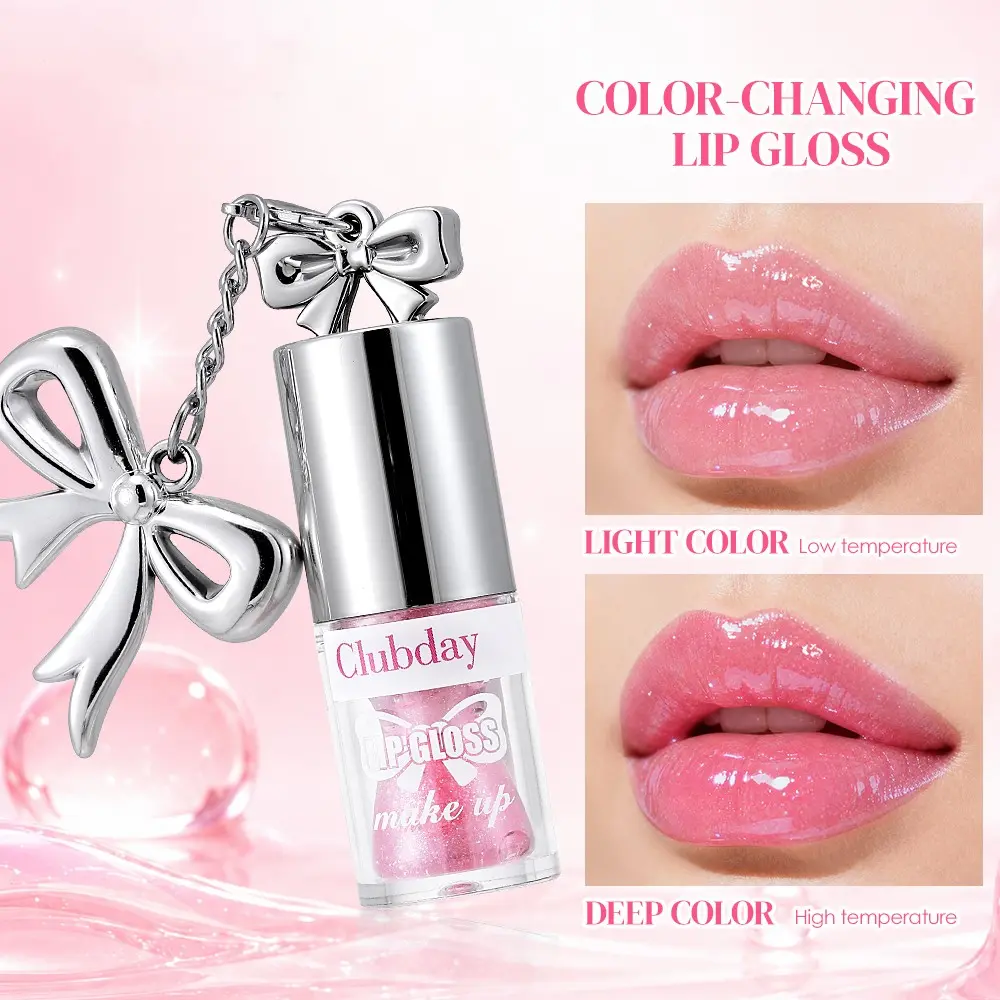 Heat Reactive Color Shift Lip Gloss, Dewy Glossy Texture Non-Sticky, Soft Flat Brush Tip Easy Application, Adjustable Color Depth By Layering, Repair Dry Chapped Lips All Day Long
