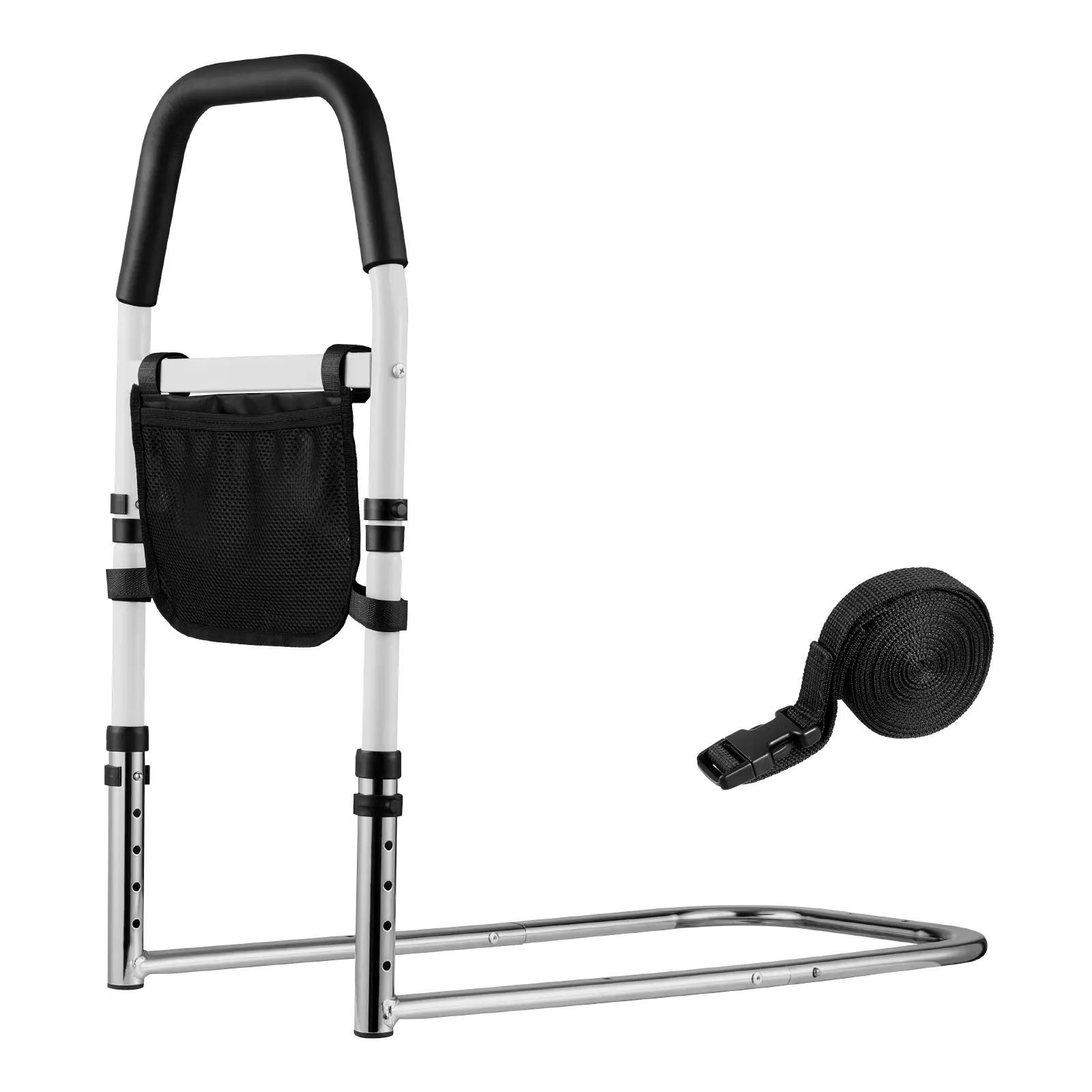Bed Rail for Elderly, Bedside Assist Rails with PU Handrail, 300 lbs / 136 kg Load Capacity, High-Strength Carbon Steel Tubing + PU Handle Sleeve Construction