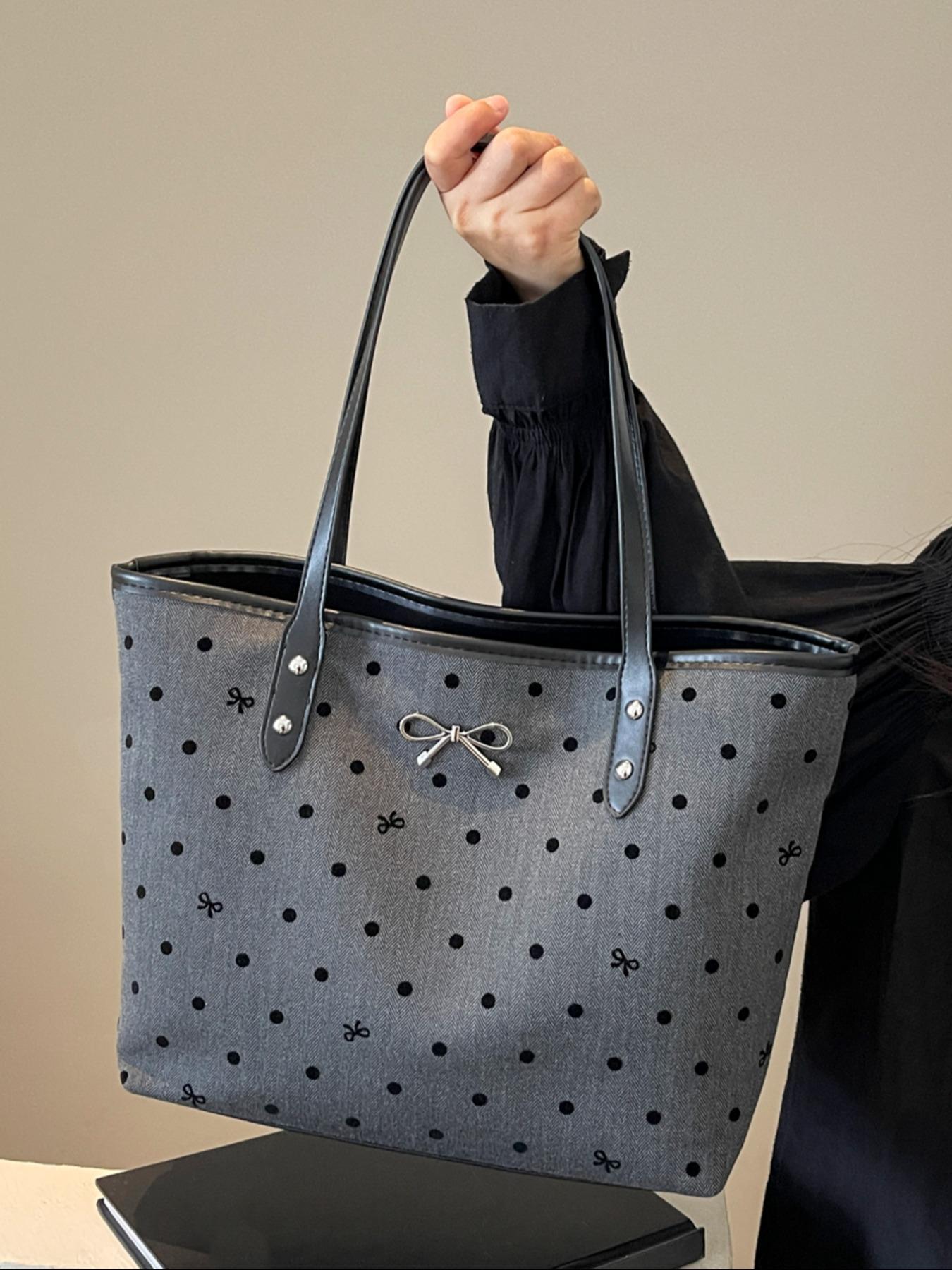 Valentine's Day Gift Women's Elegant Floral Bow Pattern Handbag, personality versatile Daily Shoulder Bag, simple exquisite Casual Fashion High quality Daily Commuter Bag, Crossbody Tote Bag