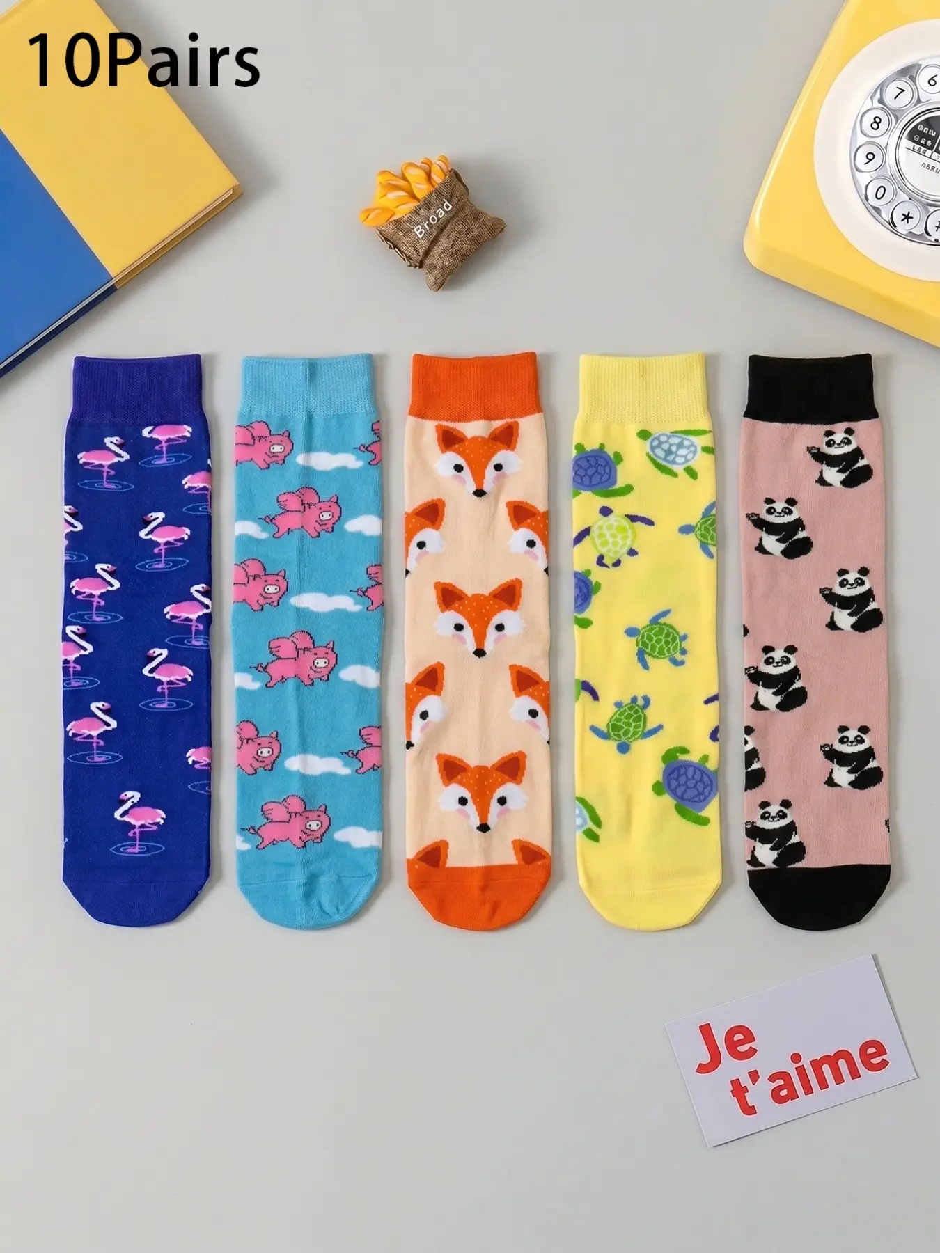 5/10 Pairs Women's Mid-Calf Socks, Cute Animal Cartoon Patterns, Unisex Sporty Long Socks, Fun Happy Socks, Perfect Holiday Gift