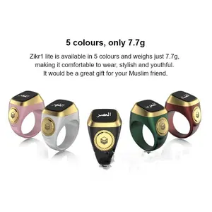 Zikr1 Lite E0120 Plastic Muslim Smart Tasbih Ring, Bluetooth 5.1 Digital Counter with 0.49 in OLED Display, Rechargeable Wearable Device for Dhikr