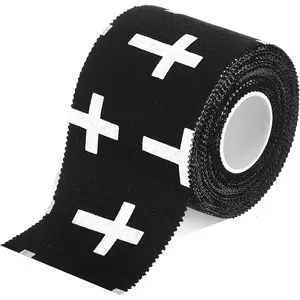 1 Pcs Wrist Tape Baseball Cross Athletic 2in x 23ft Cotton Cross Wrist Tape Serrated Edges for Fingers Ankles Injury Wrap, Football Baseball Hockey Soccer (Black)