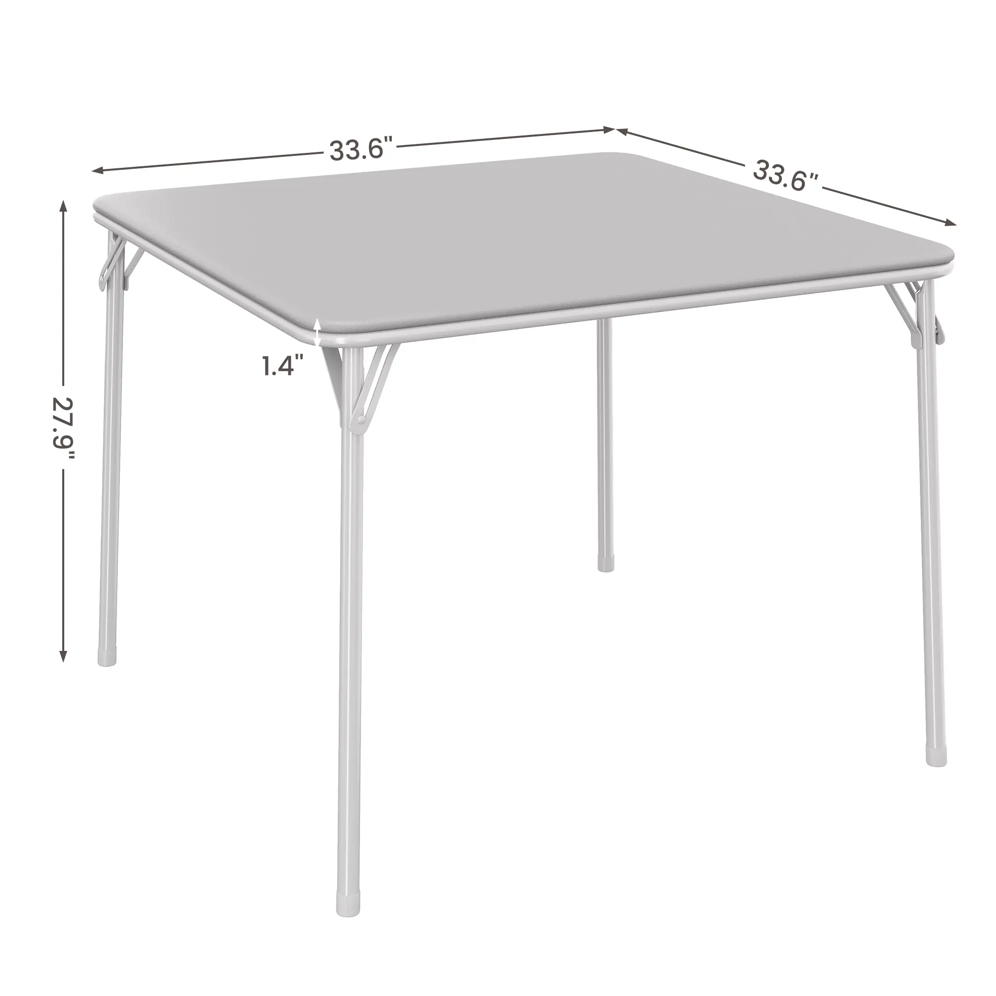 Folding Square Table, 37'' Portable Upholstery Card Table with Collapsible Legs for 4 People, Modern Black Foldable Game Table, Metal Frame Dining Table for Picnic, Party, Camping