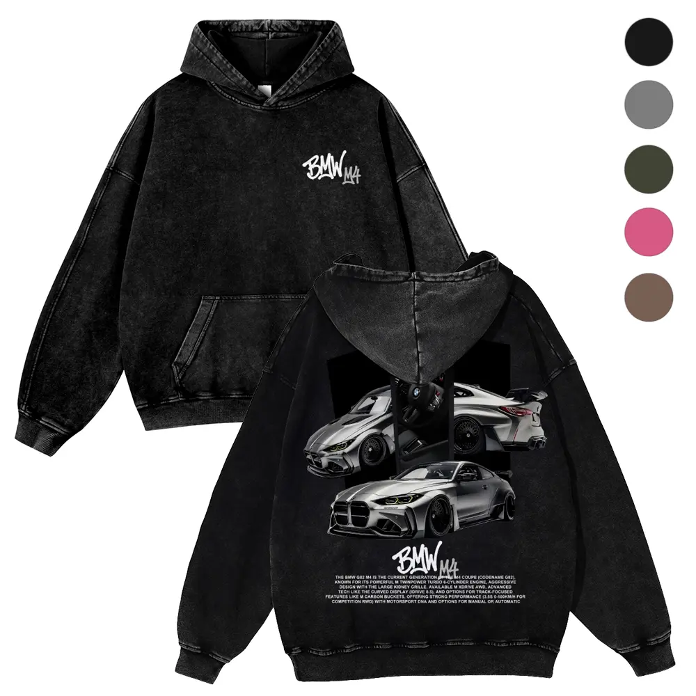 Men's Modern Sport Car Multi-Panel Collage Hoodie - 380g, Casual, Polyester, Vintage Washed, Autumn Graphic Sweatshirt, Cold Wash Compatible, 4xl-5xl, Cotton Blend, Do Not Dry Clean, Pullover