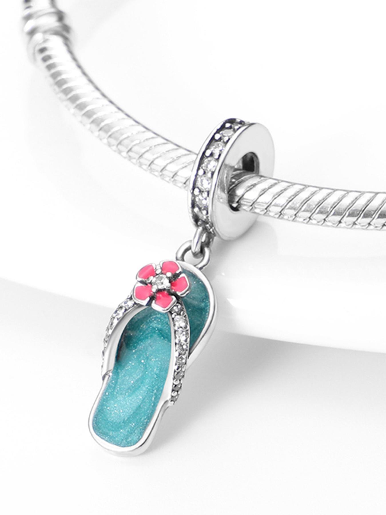 Fashion Flower & Slipper Design Charm, Fashionable Cute Charm for Bracelet & Necklace for Women & Girls, Trendy All-match & Exquisite DIY Jewelry for Birthday Gift