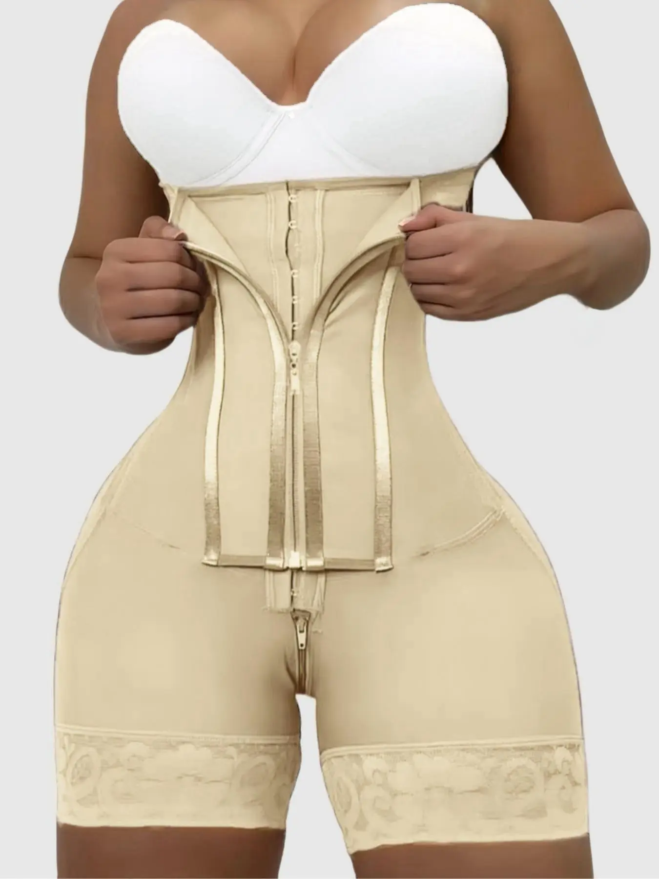 1 Count Women's Tummy Control, Flat Belly Shaper Shapewear Shorts, High Compression Colombian Shapewear Bottoms, Postpartum Butt Lifter Shapewear Panty, Lace Trim Body Shaping Panties, High Waist Body Shaper, Suitable For Daily, Sport, Yoga