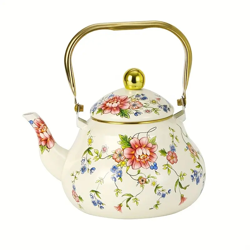 Vintage Heavy Enamel Teapot, European Style Enamel Kettle, Travel Teapot, Universal Electric Stove Compatible