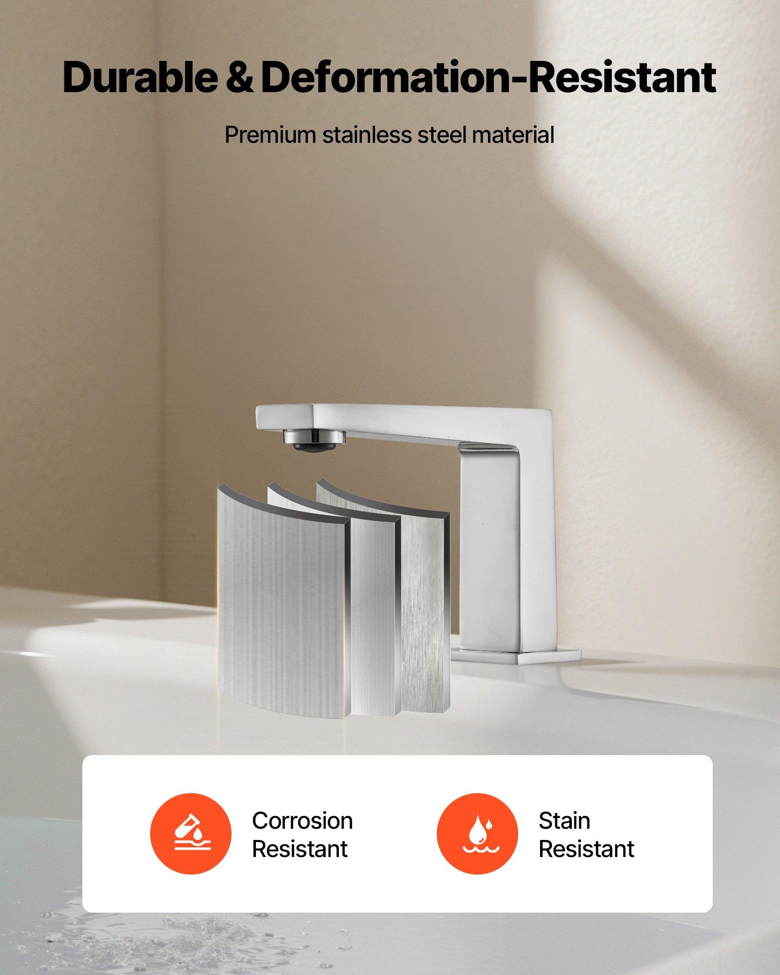 VEVOR Roman Tub Faucet, 3 Hole Waterfall Bathtub Faucet, Bath Tubs Faucets Set with 2 Handles, Roman Tub Faucets Deck Mount for Pet Washing, Baby Care, Adult Bathing, Silver, Right-Angle Tub Faucet