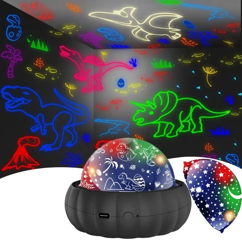 USB-Powered 360° Rotating Night Light Projector Lamp with Auto-Rotating Projection & Unicorn/Dinosaur Suitable for Parties,, Room Decor, USB-Powered Ceiling/Tabletop Atmosphere Light for Themed Christmas Gifts