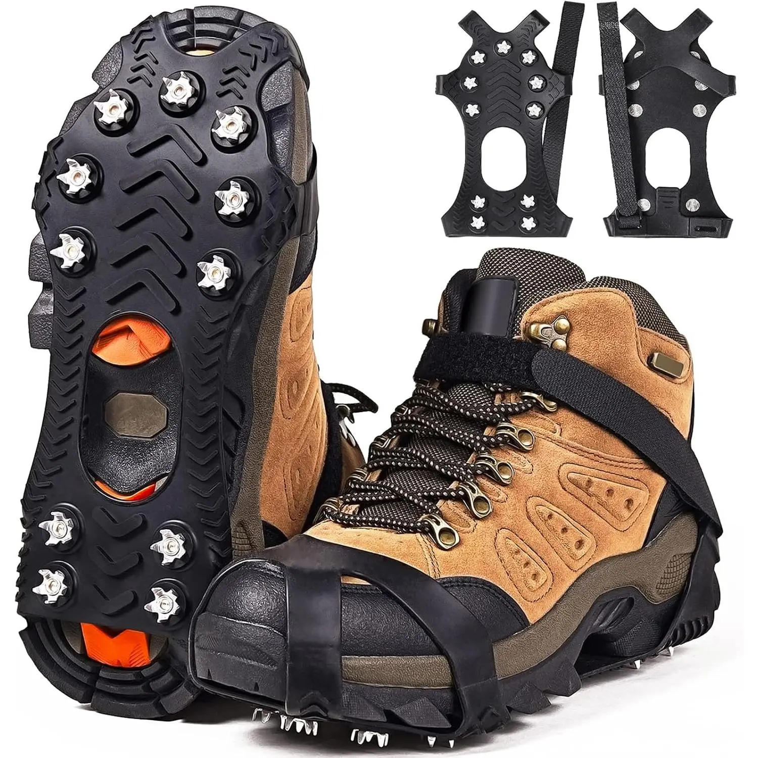 Women’s Silicone-Stainless Steel Crampons, Adjustable Fit Shoe Accessory for Family Shoes & Boots, Traction-Boosting Spiked Grippers