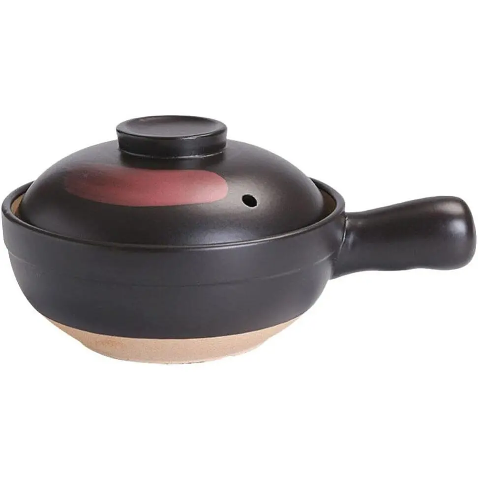 10.03 Inch Traditional Terracotta Clay Casserole Pot with Single Handle, Soup Pot for Gas Stove Cooking Home Kitchen Cookware