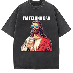 Men's Graphic Tshirt - Funny 'I'm Telling Dad' Meme Print in Soft 100% Cotton, Oversized Casual Streetwear, Seamless Fabric