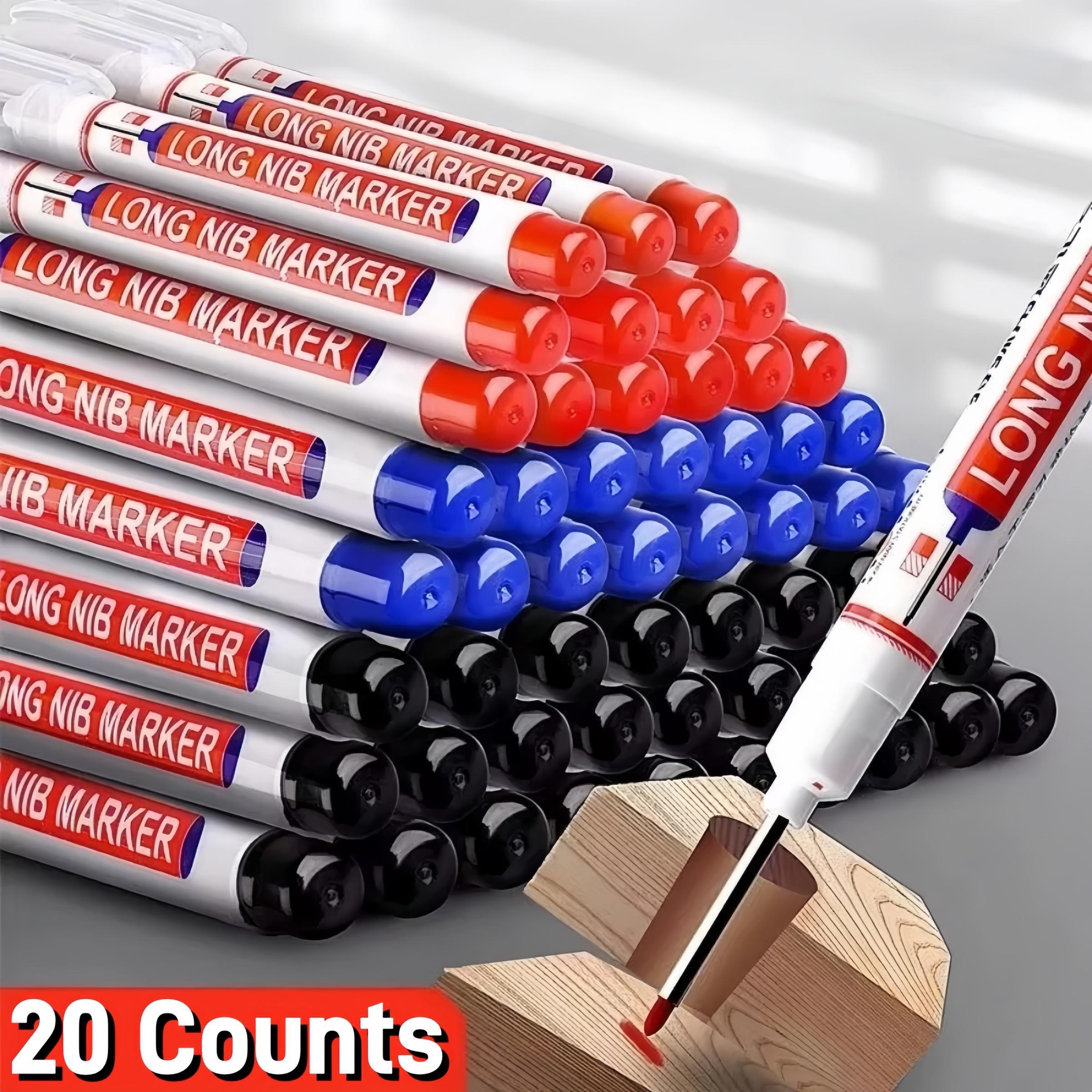 Long Marker Pen, 20pcs/set Waterproof Marker Pen, Multipurpose Deep Hole Marker Pen for Metal, Ceramic, Glass, Leather, Film, Drawing Markers, Waterproof Art Markers