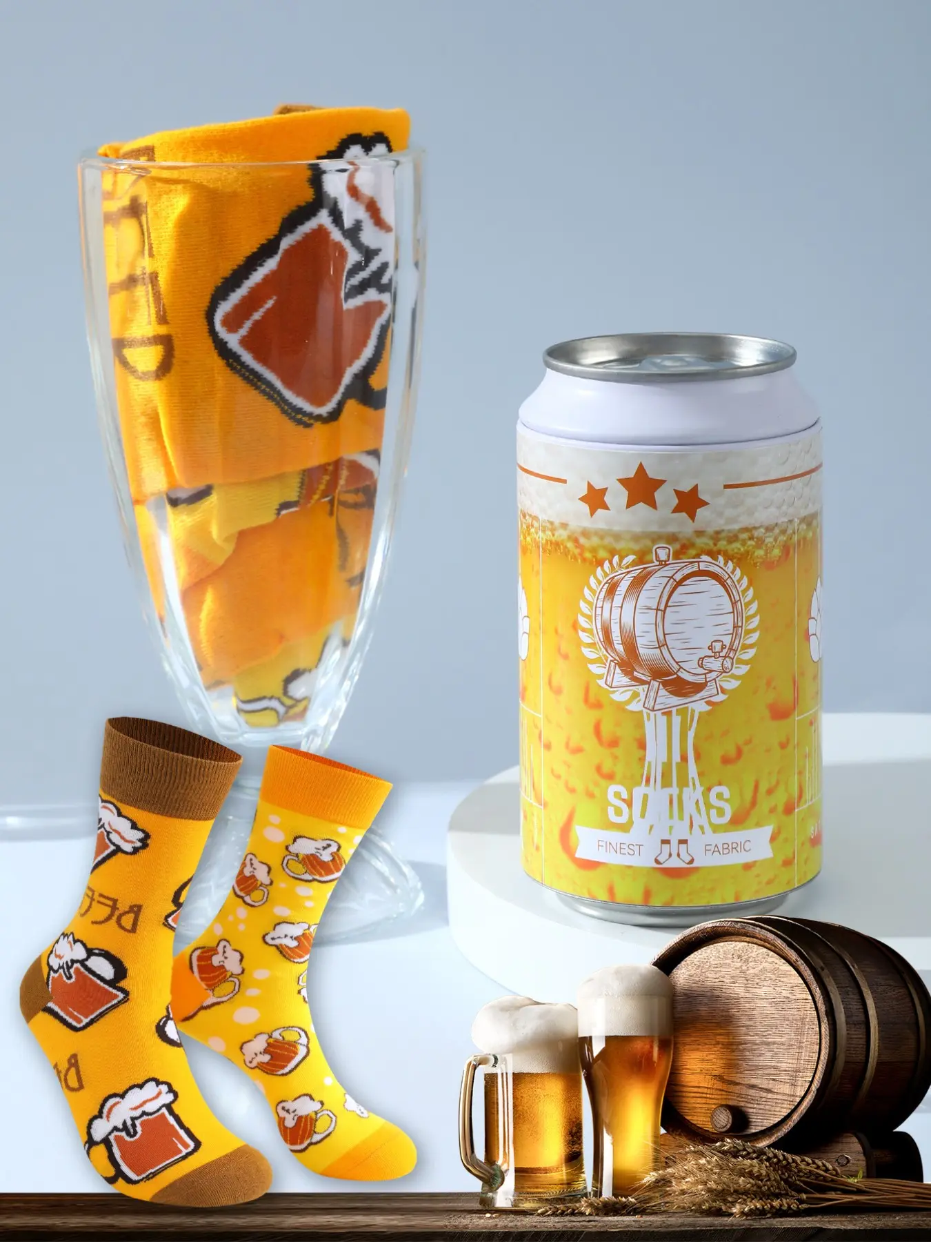Funny Beer Mid-Calf Casual Socks, Gift for Men/women, Can Design Box, Perfect for Halloween, Christmas, Birthday, Party Gifts
