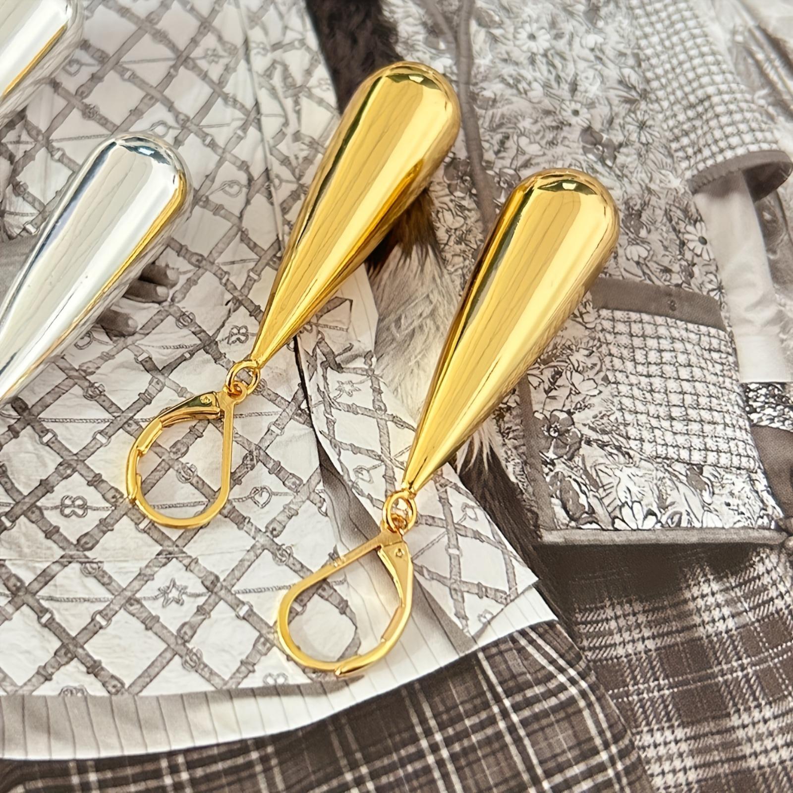 A pair of long teardrop-shaped earrings, women's earrings, stainless steel jewelry, women's accessories, 18K gold-plated, suitable for daily wear, weddings, dates, parties, and vacations men's dad chain men autumn rapper Link Necklace Crucifix daughter