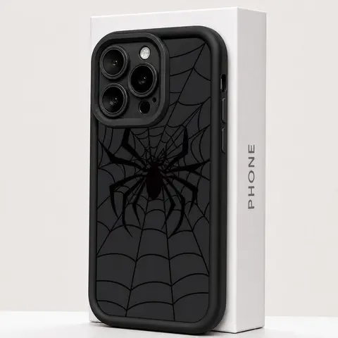 Soft Protective Cellphone Cover for iPhone 18/17/16/15/14/13/12/11/XS/X (Including Pro, Pro Max, Plus) - Grooved Edge, Shockproof, Trendy Web Design, Matte Finish, Easy-Carrying Handheld Devices Accessory for Men & Women