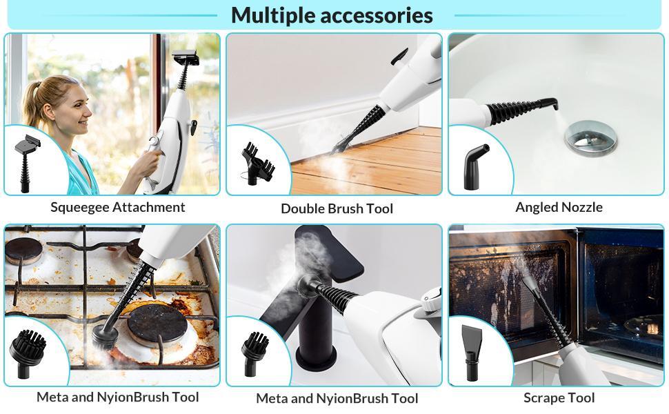 GLEEHILL 10-in-1 Steam Mop Kit with 1550W Rapid Heating Detachable Handheld Steamer for Carpet Floor Tile Grout 8m Cord Multi-Surface Cleaner Eco-Friendly Chemical-Free