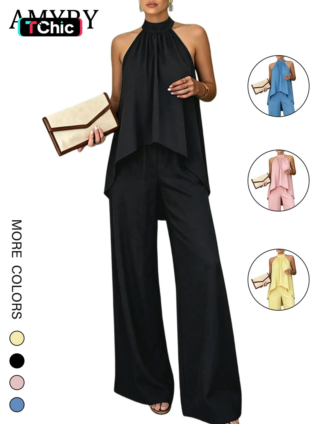 2026 Spring Summer European Style Asymmetrical Sleeveless Pants Set, Casual Fashion Solid Color, Lightweight Fairy Windcoat for Women