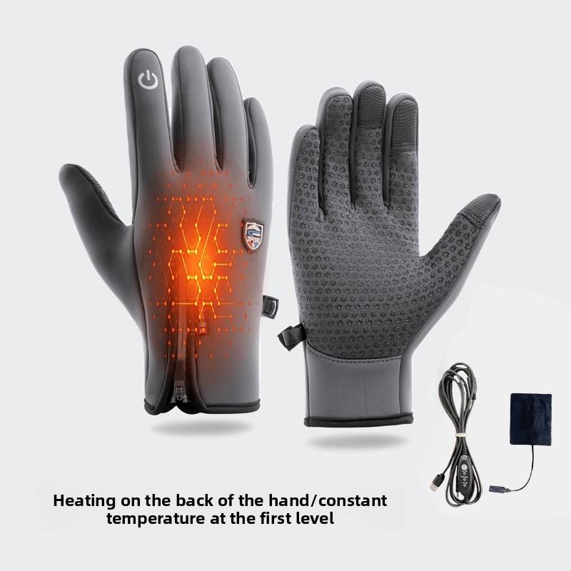 heated gloves glives winter Back of Hand USB Heated Gloves - Thickened Electric Heating Waterproof Warm Gloves Outdoor Skiing, Riding, Locomotive, E-Bike, Ski Mask, Softball, Walking Pad, Vibration Plates manufacturer