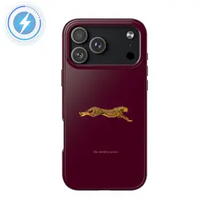 MagSafe Phone Case Cheetah "The World Is Yours" Phone Case |     Burgundy Tough Phone Case, elegant, dark feminine Suitable for iPhone 17-11 Pro Max/Plus  for iPhone 17 Pro Max