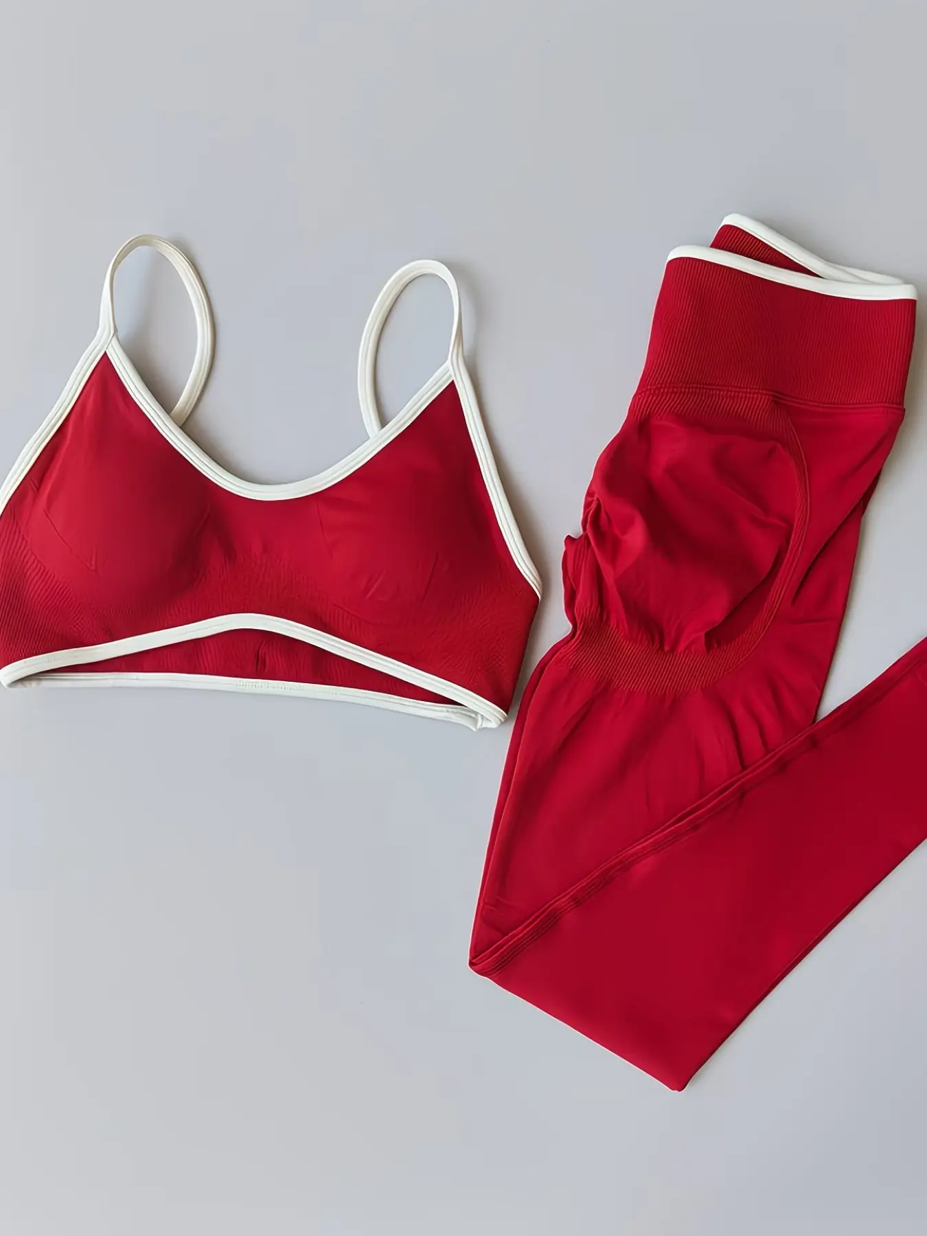 Women's 2-Piece Sports Set, High Elasticity Butt Lifting Leggings, Colorblock Strapless Backless Seamless Bra, Outdoor Running Yoga Wear, Gym Matching Set