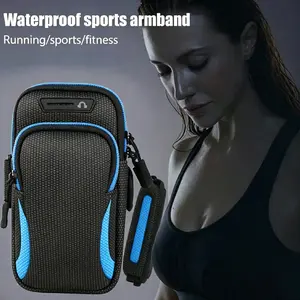 Universal Waterproof Phone Arm Band, Dual Layer Zip Design, Adjustable Strap for Running, Hiking, Cycling, Holds Phone, Earbuds, Keys