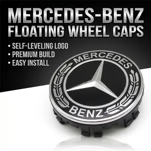 4Pcs Floating Wheel Center Caps for Mercedes Benz 75mm, Auto-Leveling Wheel Hub Caps Logo Emblem Styles A-H for W204 W205 W212 W213 W222 W253 W166 AMG