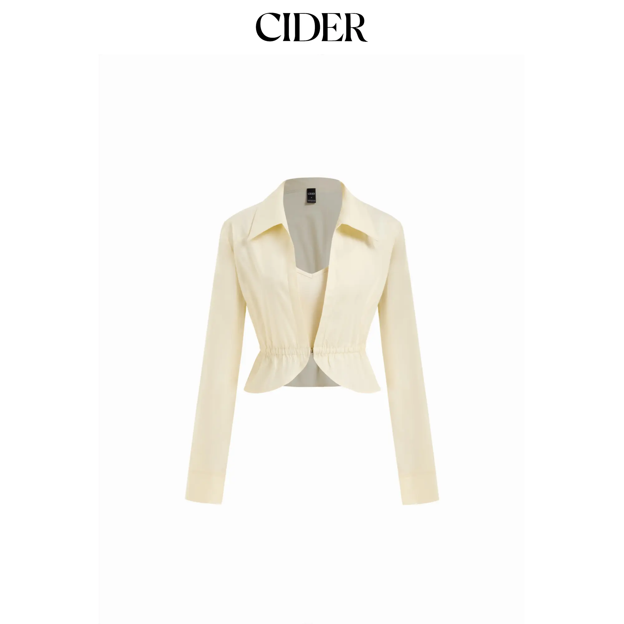 Cider Cotton Peplum Hem Ruched Crop Blouse & Cami Top