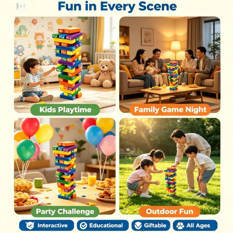 Risk Stacking UNO Stacko Color Number Tumble Tower Building Blocks Multiplayer Competitive Desktop Game Novelty Leisure Toy For Office Break & Party