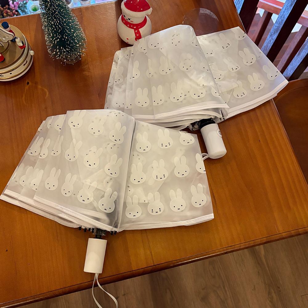 Kawaii Miffy Cute Fully Automatic Umbrella Cartoon Rabbit Printing Transparent Ins Style Foldable Portable Parasol Gir Gift