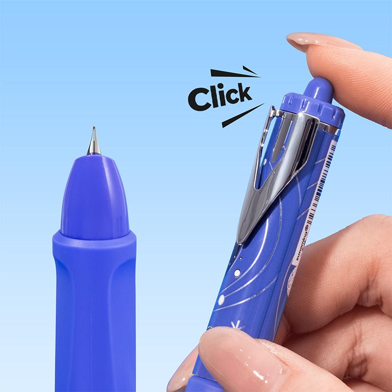 Set 2 simple posture fountain pens with starry sky pattern, blue theme, comes with 4 ink cartridges, replaceable ink cartridges, minimalist style, smooth continuous ink flow, quick drying, DIY study office writing, large capacity fountain pen set