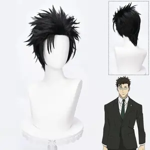 Black Spiky Slicked-back Short Hair Heat Resistant Men Wigs for Halloween Party Anime Jujutsu Kaisen Hiromi Higuruma Cosplay Wig