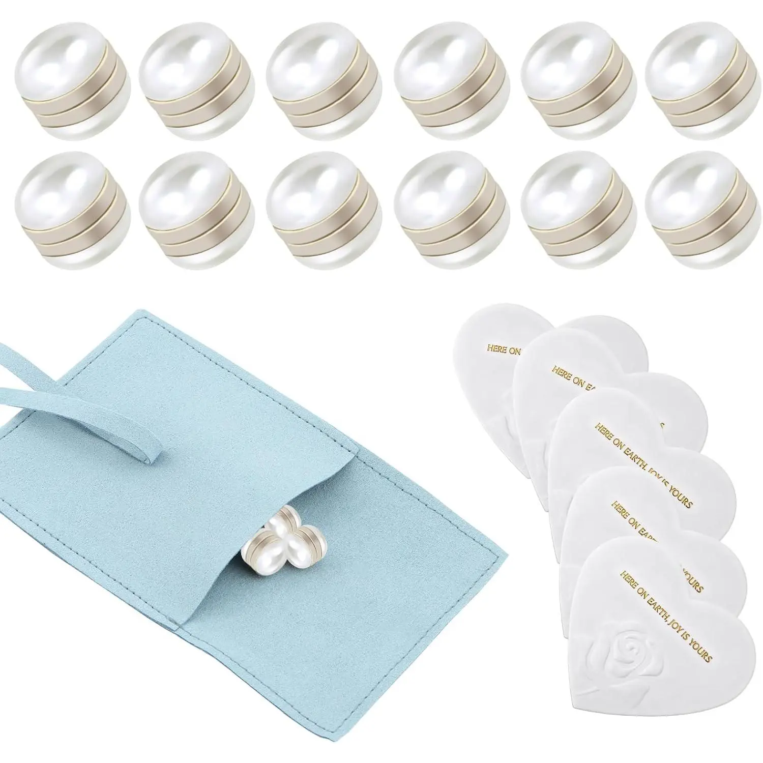 12 Set Veil Weights: Double-Sided Pearl Dress Weights, Secures Long Veils for Outdoor Weddings - Gifts for Brides