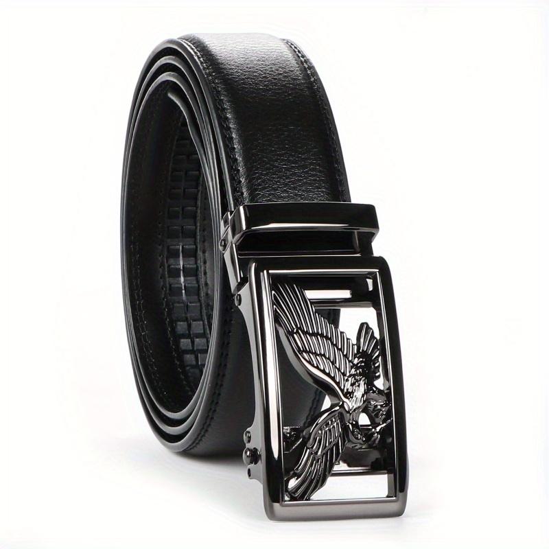 Men's Genuine Leather Belt 2-Piece Set with Automatic Ratchet Buckle Adjustable Comfortable Fit for Business & Casual Wear Perfect Christmas Gift