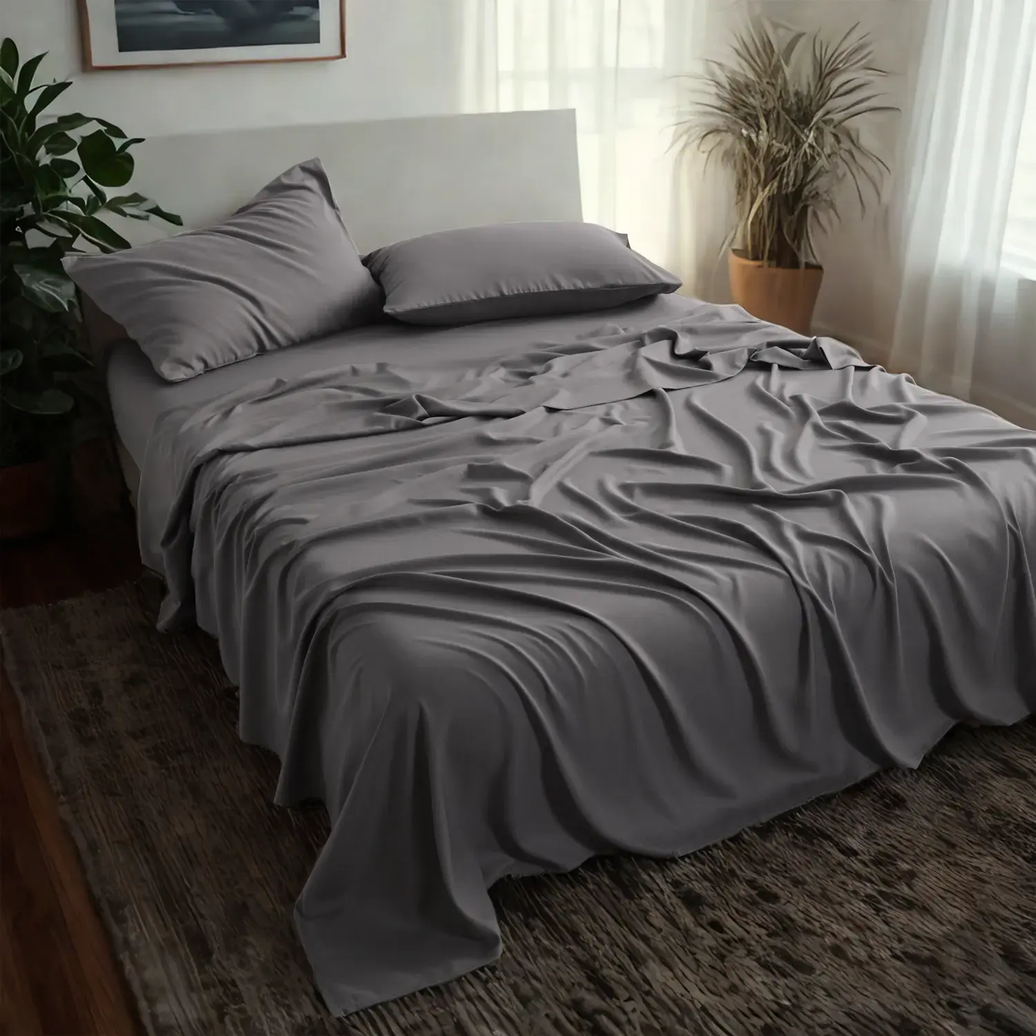 Bamboo bed sheet set Cooling Breathable Sheets, Bedsheet Sets, Hotel Luxury Soft Touch, Hotel Quality Bedding, Anti-Wrinkle, Fade Resistant, Non-Slip, New Arrival