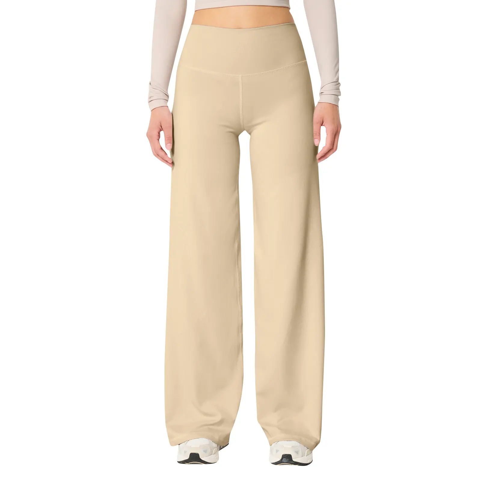 Women's High Waist Wide Leg Yoga Pants, Soft Stretchy Buttery Naked Feeling Flare Leggings, High Rise Elastic Waist Casual Workout Travel Lounge Pants for Women
