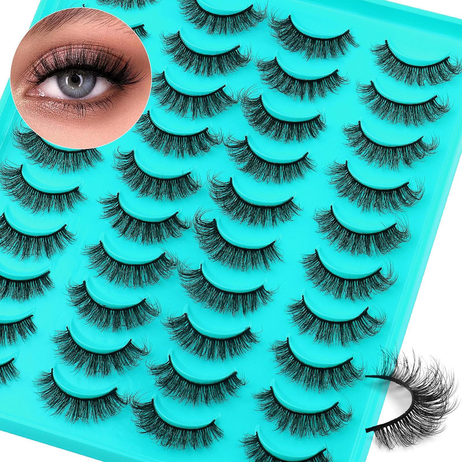 20 Pairs of 10-18mm 3D Mink Effect False Eyelashes, Fluffy Cat Eye Lashes for Natural to Dramatic Look, Dense Layered and Textured Eyelashes
