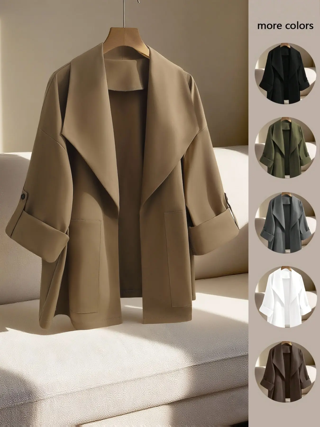 Elegant Flowy Blazer Jacket for Women, Loose Fit Slimming Versatile Short Windbreaker Cardigan, Stylish Fashion Outerwear